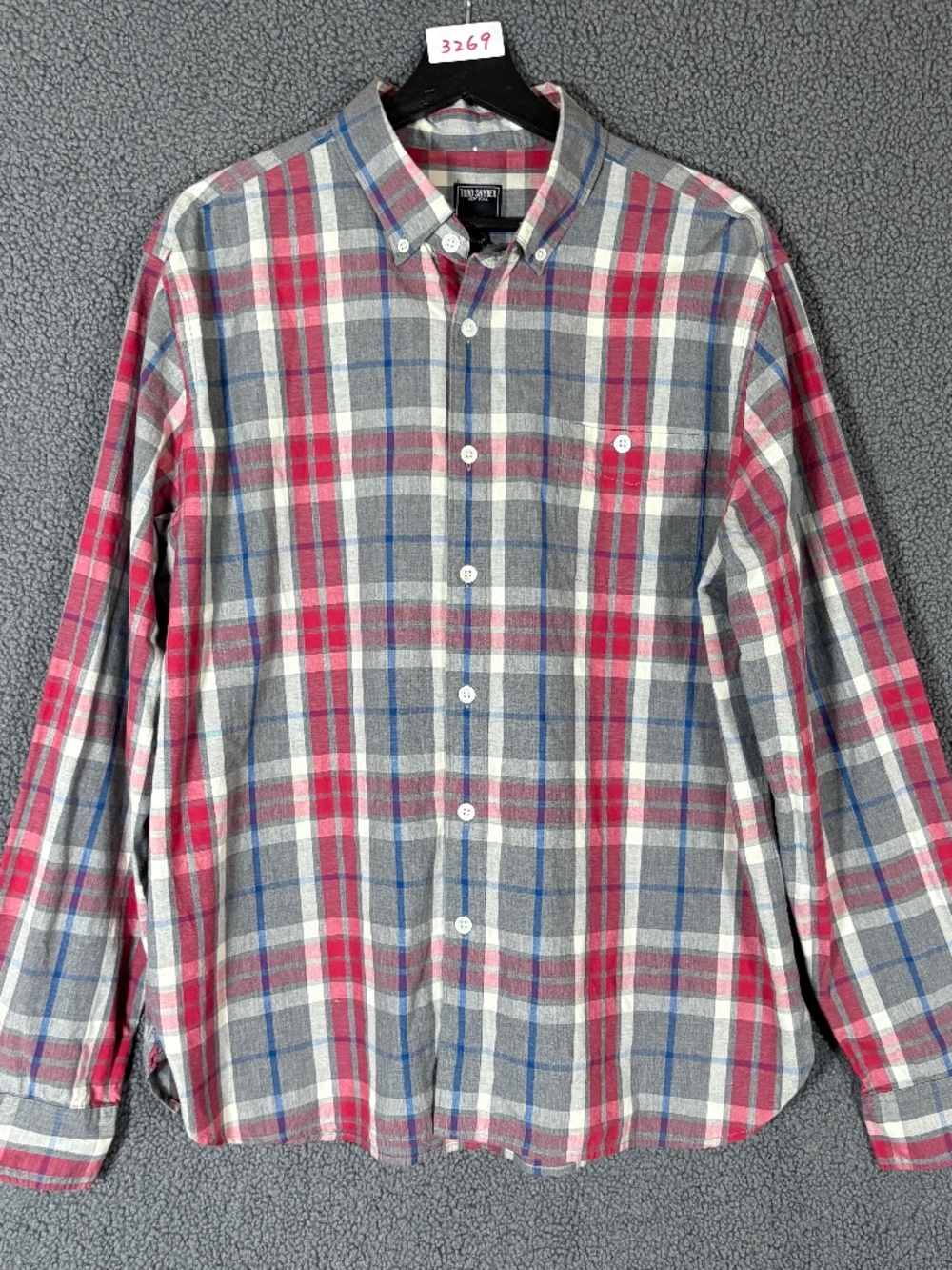 Todd Snyder Plaid Cotton Button Down Long Sleeve Shirt - Men's Size XL - Gray
